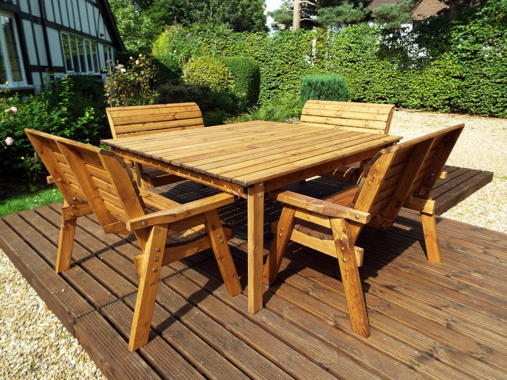 Charles Taylor 8 Seat Deluxe Scandinavian Redwood Square Bench Garden Furniture