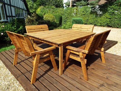 Charles Taylor 8 Seat Deluxe Scandinavian Redwood Square Bench Garden Furniture