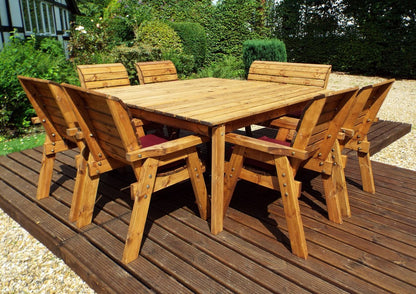 Charles Taylor 8 Seat Deluxe Scandinavian Redwood Square Combi Garden Furniture