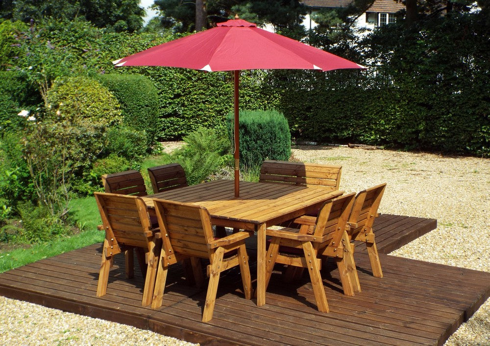 Charles Taylor 8 Seat Deluxe Scandinavian Redwood Square Combi Garden Furniture