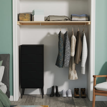 Hong Kong B Tall Tallboy Black 5 Drawers 109cm