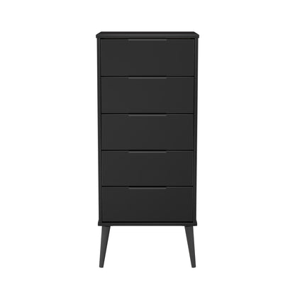 Hong Kong B Tall Tallboy Black 5 Drawers 109cm