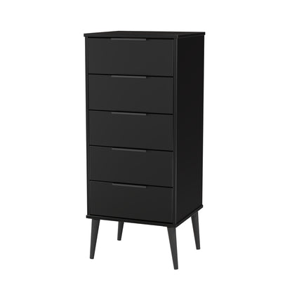 Hong Kong B Tall Tallboy Black 5 Drawers 109cm
