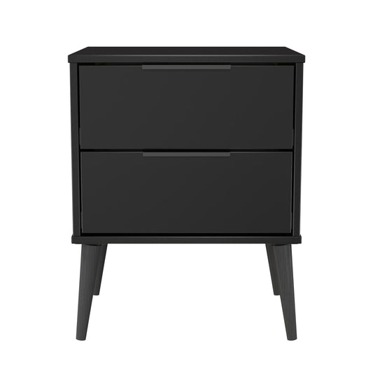 Hong Kong B Bedside Table Black 2 Drawers 60cm