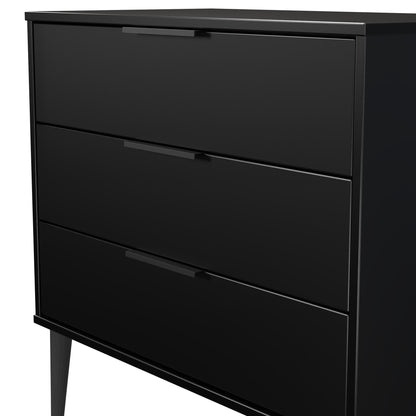 Hong Kong B Chest of Drawers Black 3 Drawers 77cm
