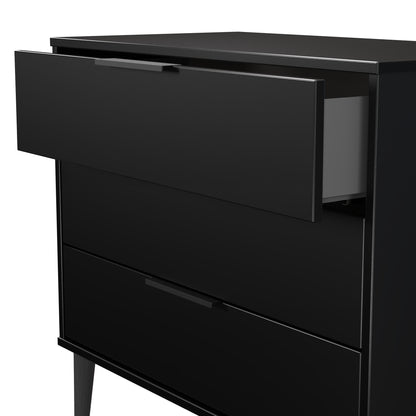 Hong Kong B Chest of Drawers Black 3 Drawers 77cm