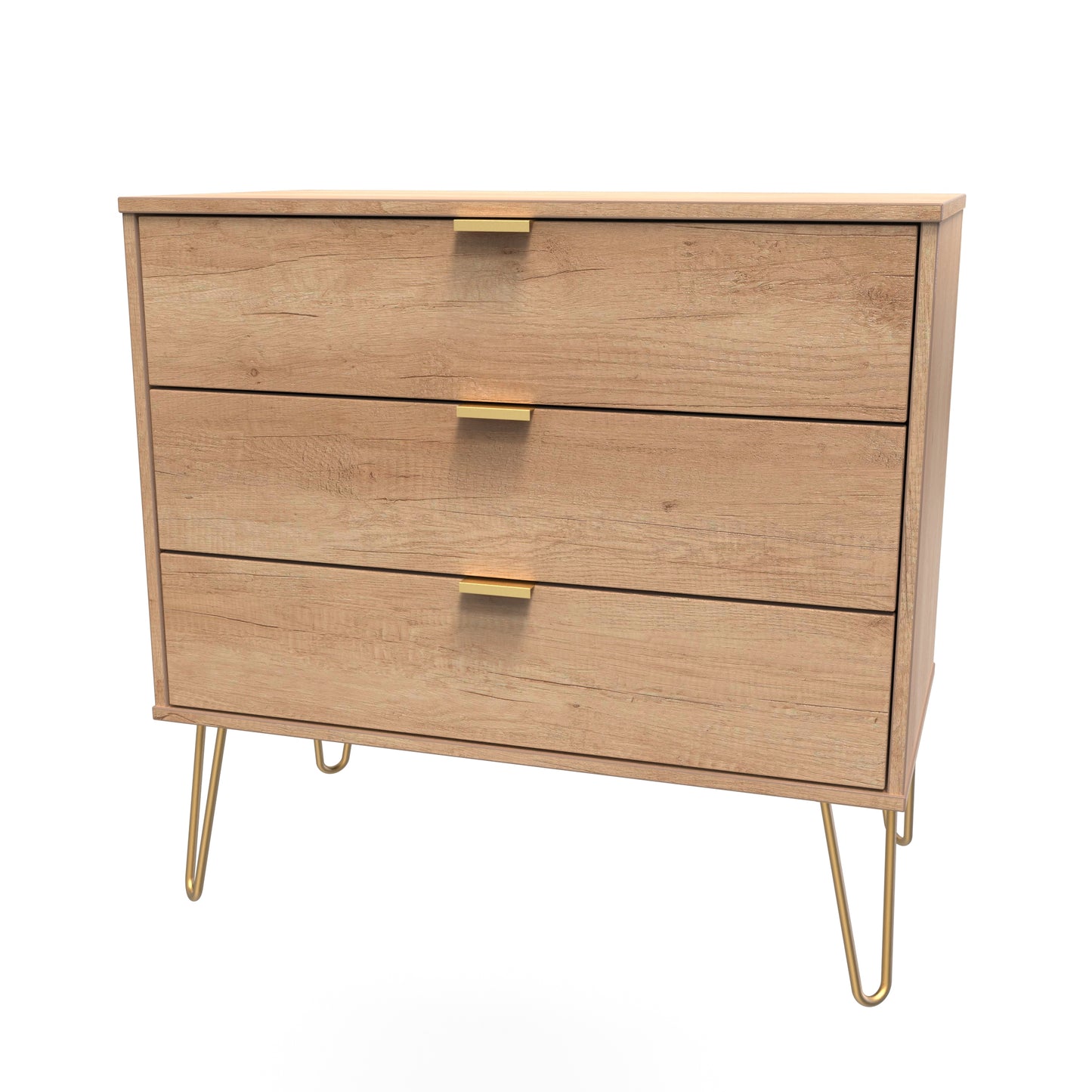 Hong Kong B Chest of Drawers Oak 3 Drawers 77cm