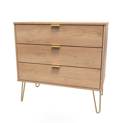 Hong Kong B Chest of Drawers Oak 3 Drawers 77cm
