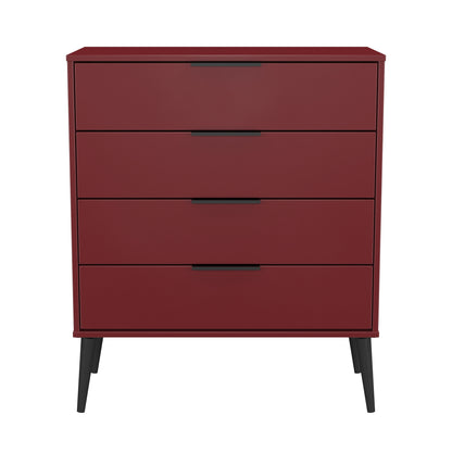Hong Kong B Chest of Drawers Red 4 Drawers 93cm