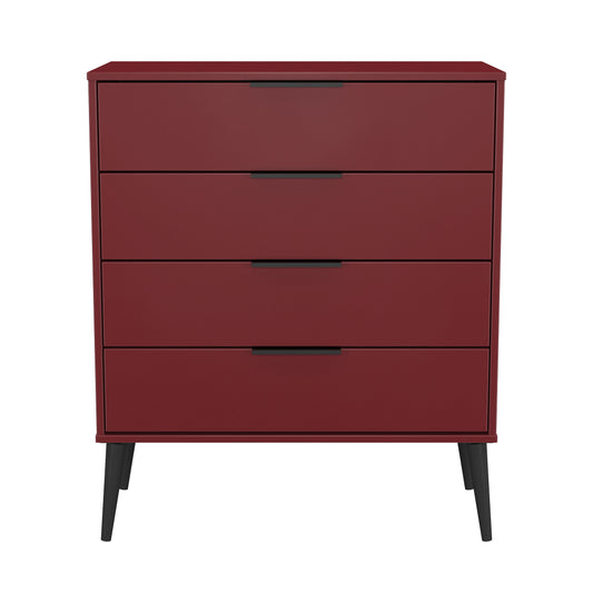 Hong Kong B Chest of Drawers Red 4 Drawers 93cm