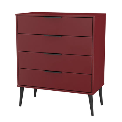 Hong Kong B Chest of Drawers Red 4 Drawers 93cm