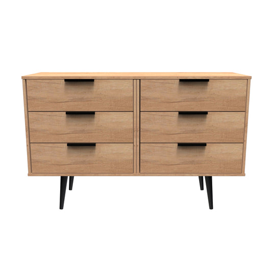 Hong Kong B Large Chest of Drawers Dark Oak 6 Drawers 115cm