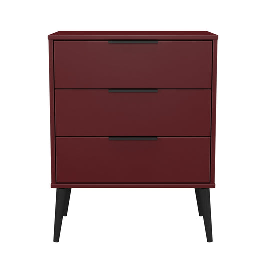 Hong Kong B Chest of Drawers Red 3 Drawers 76cm