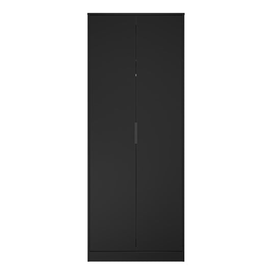 Hong Kong B Tall Wardrobe Black 2 Doors 1 Shelf 197cm
