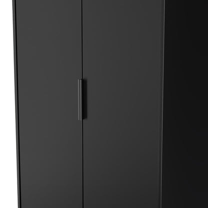 Hong Kong B Tall Wardrobe Black 2 Doors 1 Shelf 197cm