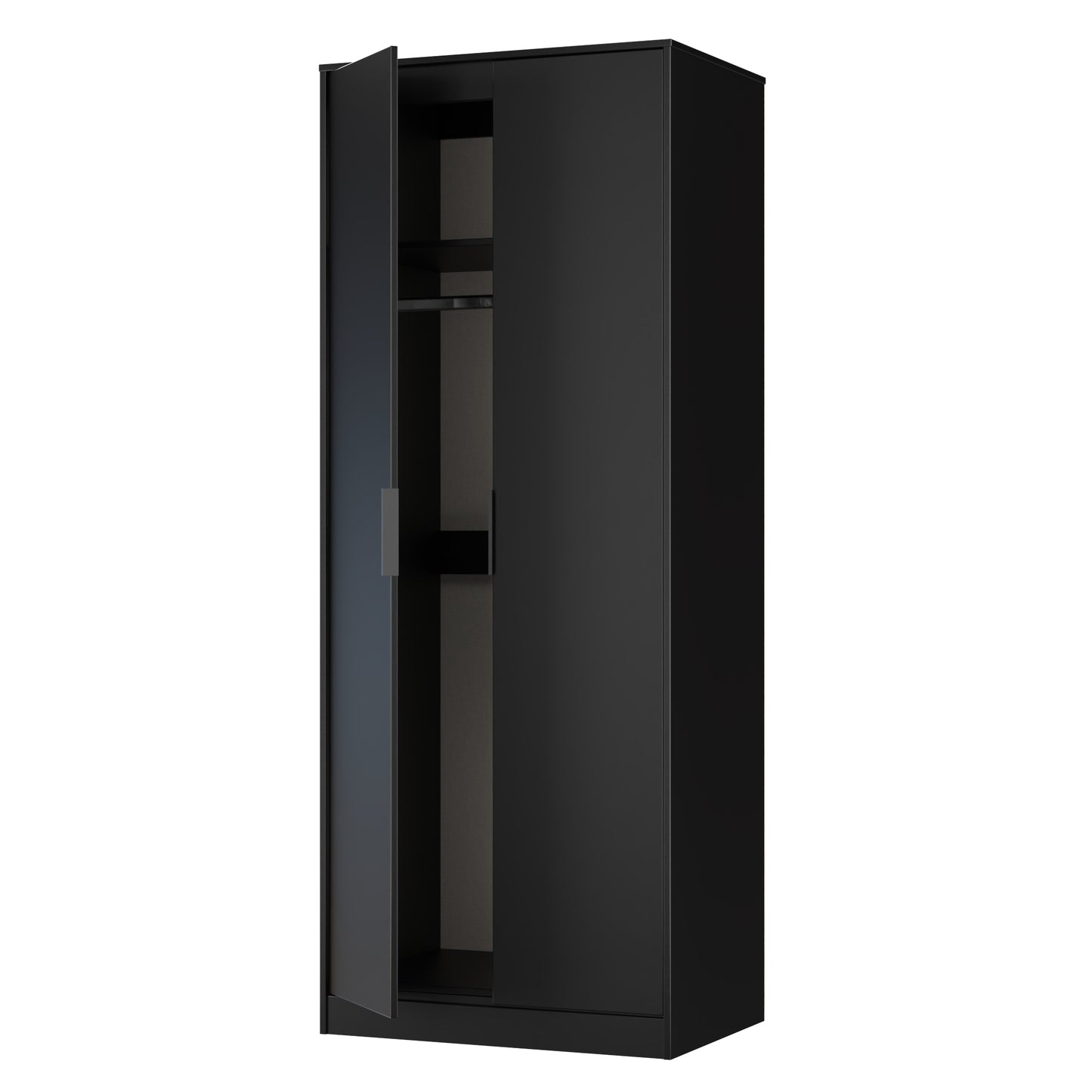 Hong Kong B Tall Wardrobe Black 2 Doors 1 Shelf 197cm