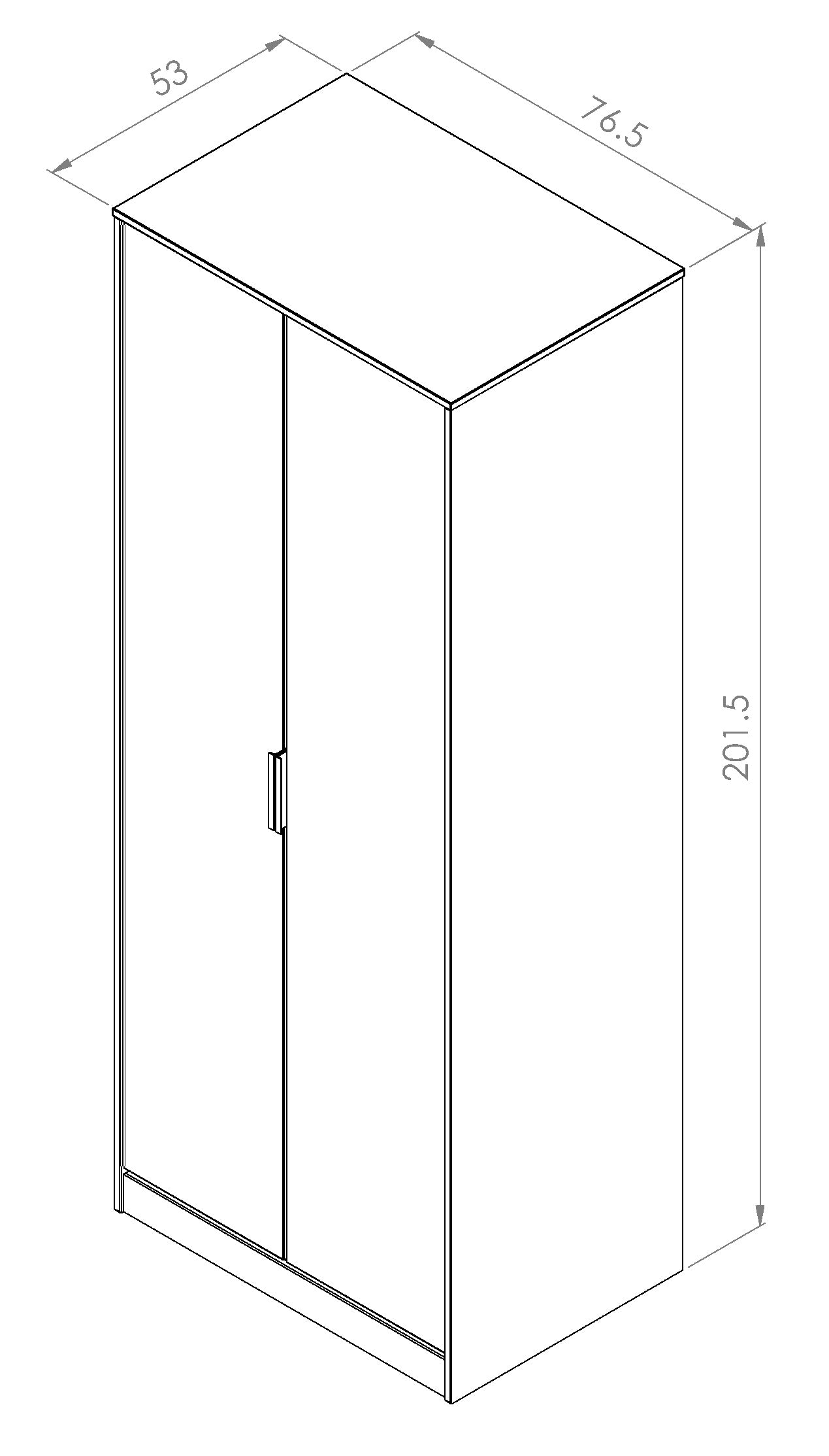 Hong Kong B Tall Wardrobe Oak 2 Doors 197cm
