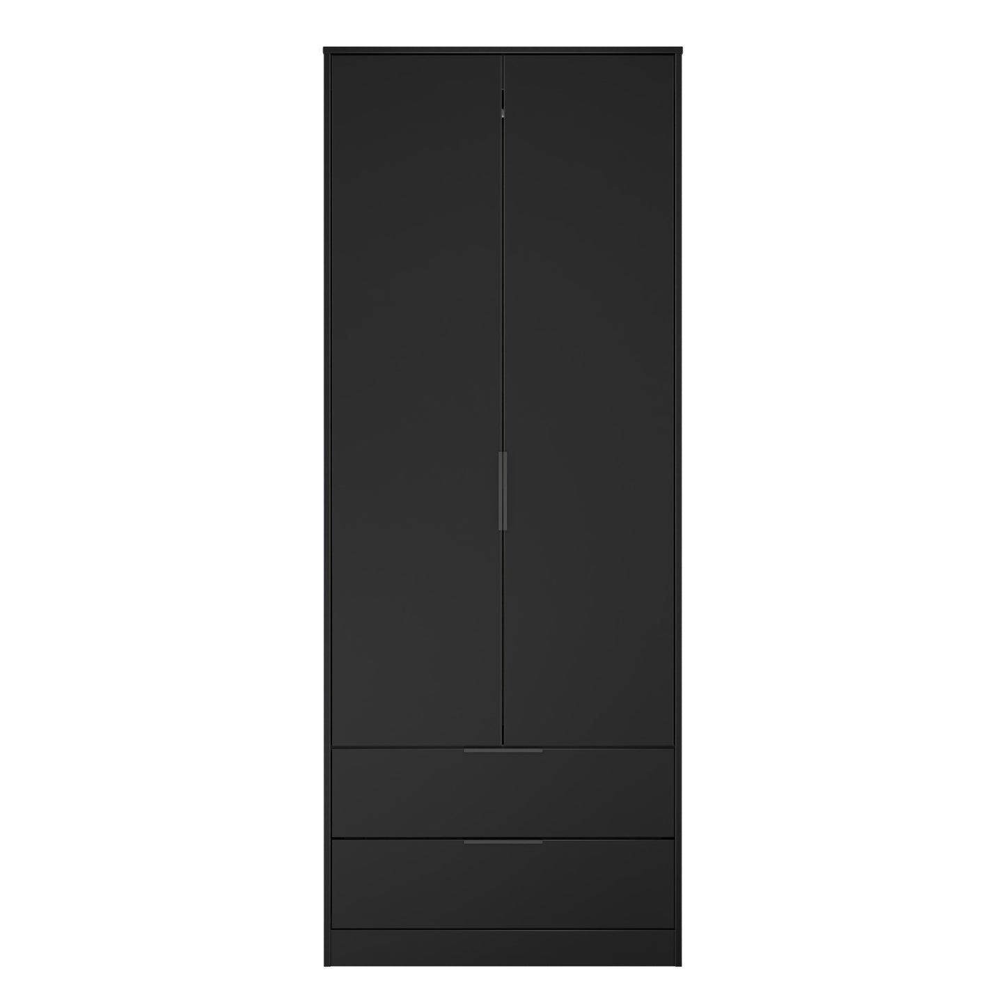 Hong Kong B Tall Wardrobe Black 2 Doors 2 Drawers 197cm