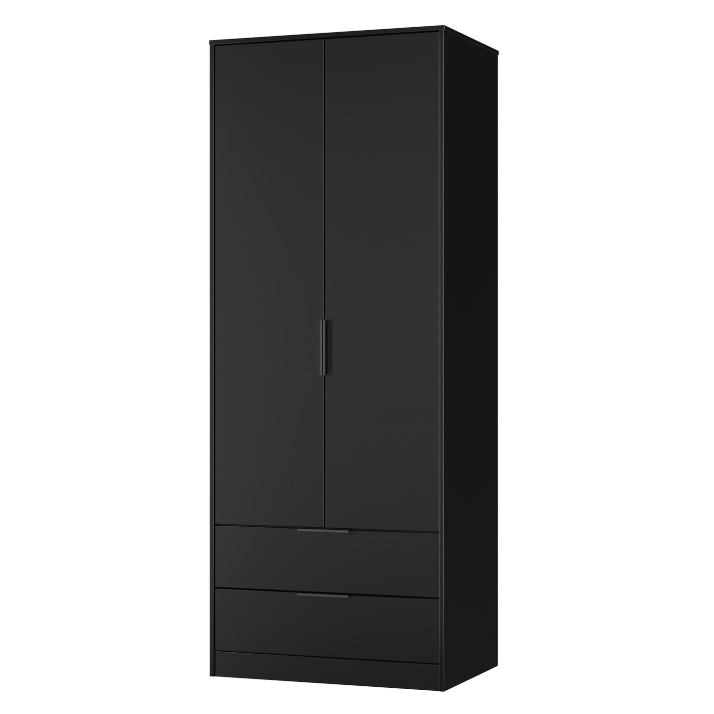 Hong Kong B Tall Wardrobe Black 2 Doors 2 Drawers 197cm