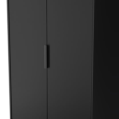 Hong Kong B Tall Wardrobe Black 2 Doors 2 Drawers 197cm