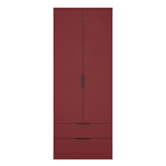 Hong Kong B Tall Wardrobe Red 2 Doors 2 Drawers 197cm