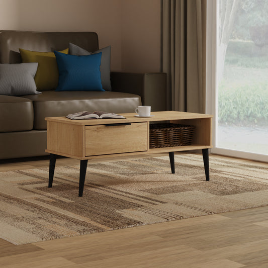 Hong Kong B Coffee Table Oak 1 Shelf 1 Drawer 92cm