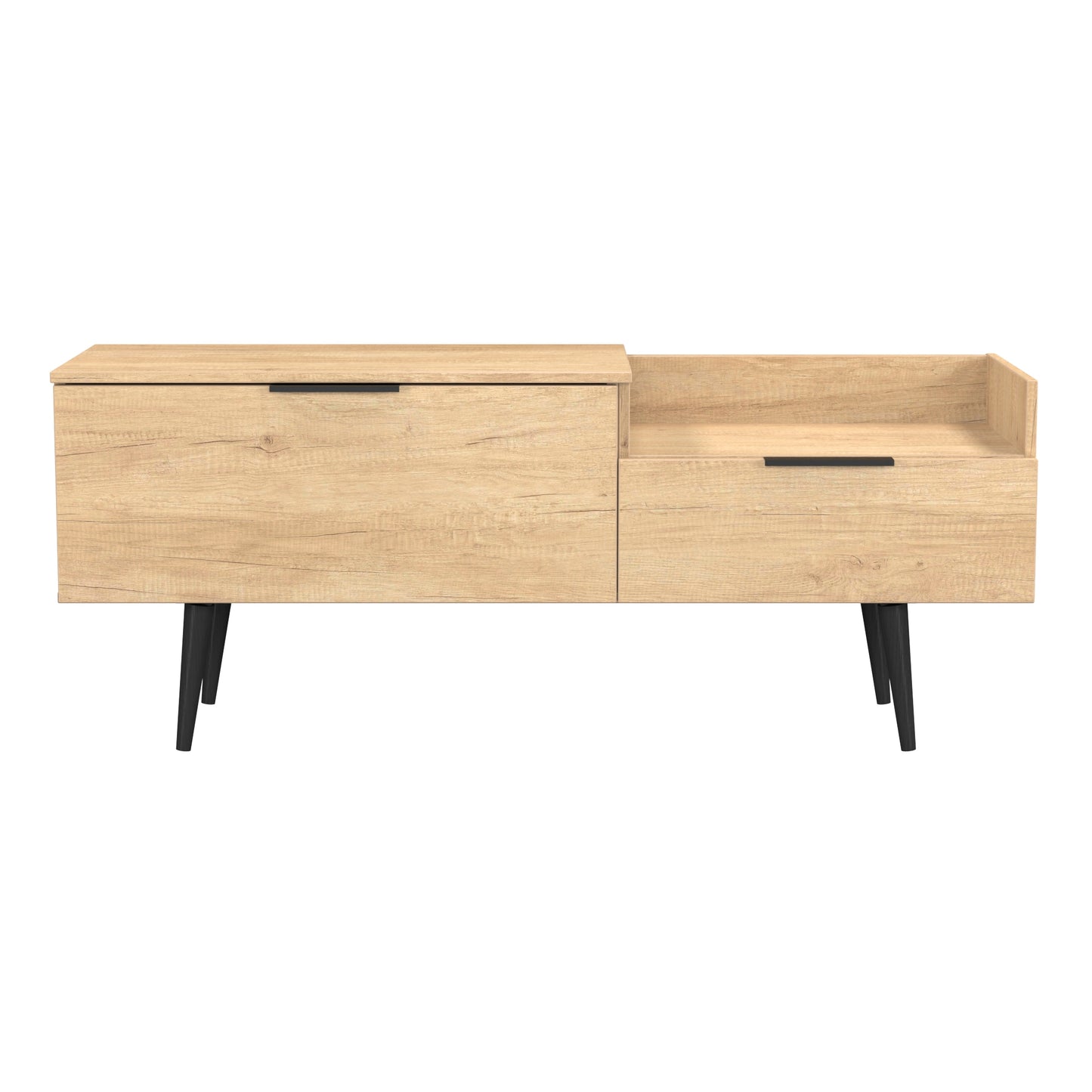 Hong Kong B TV Unit Dark Oak 1 Shelf 2 Drawers 128cm