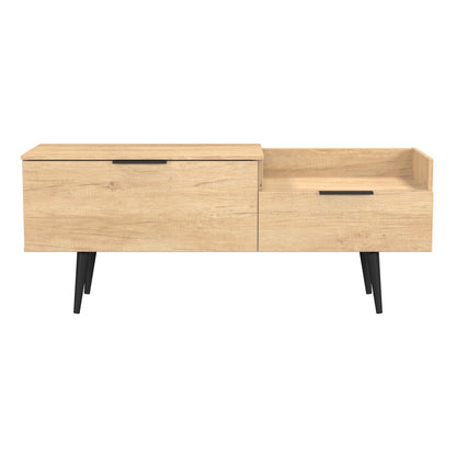 Hong Kong B TV Unit Dark Oak 1 Shelf 2 Drawers 128cm