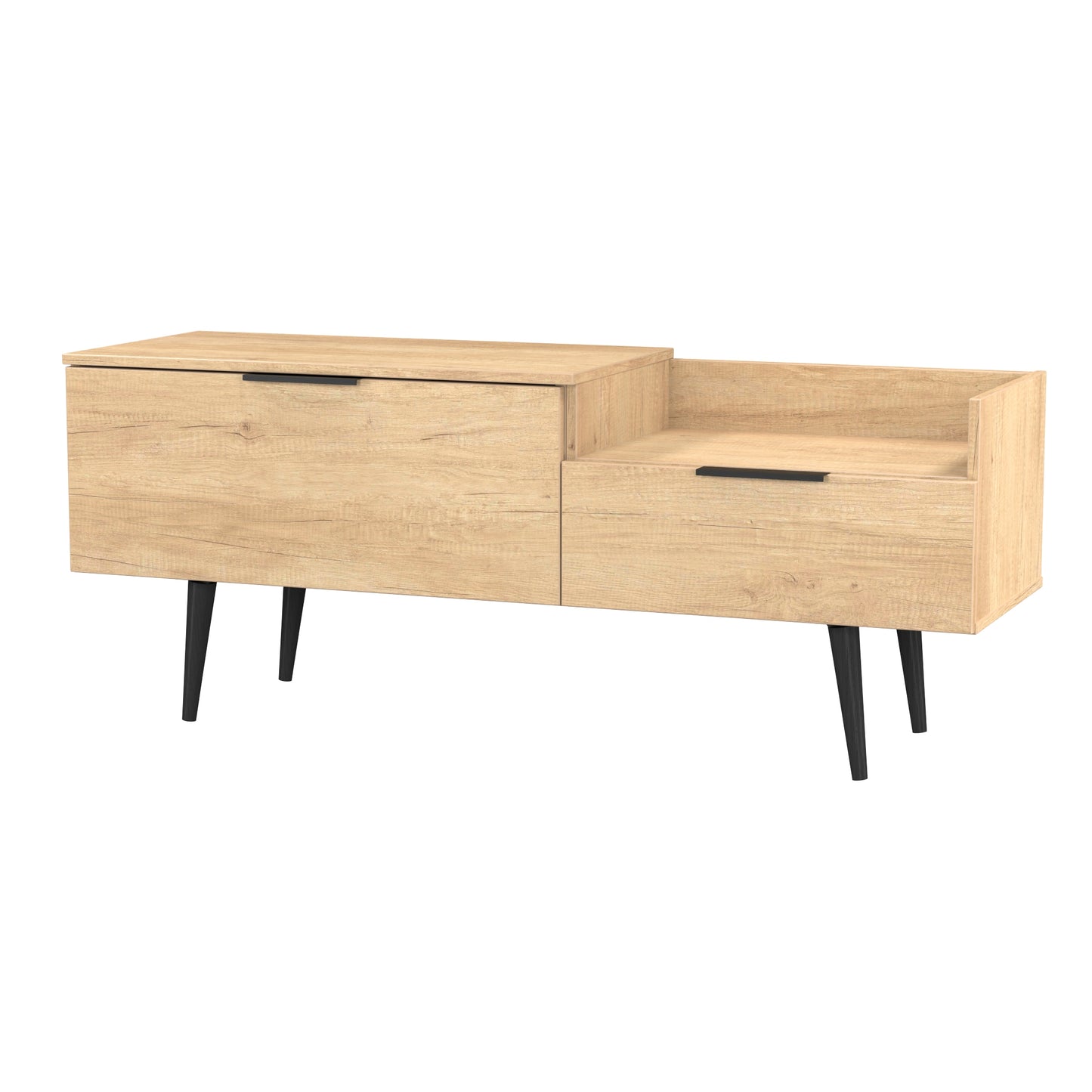 Hong Kong B TV Unit Dark Oak 1 Shelf 2 Drawers 128cm