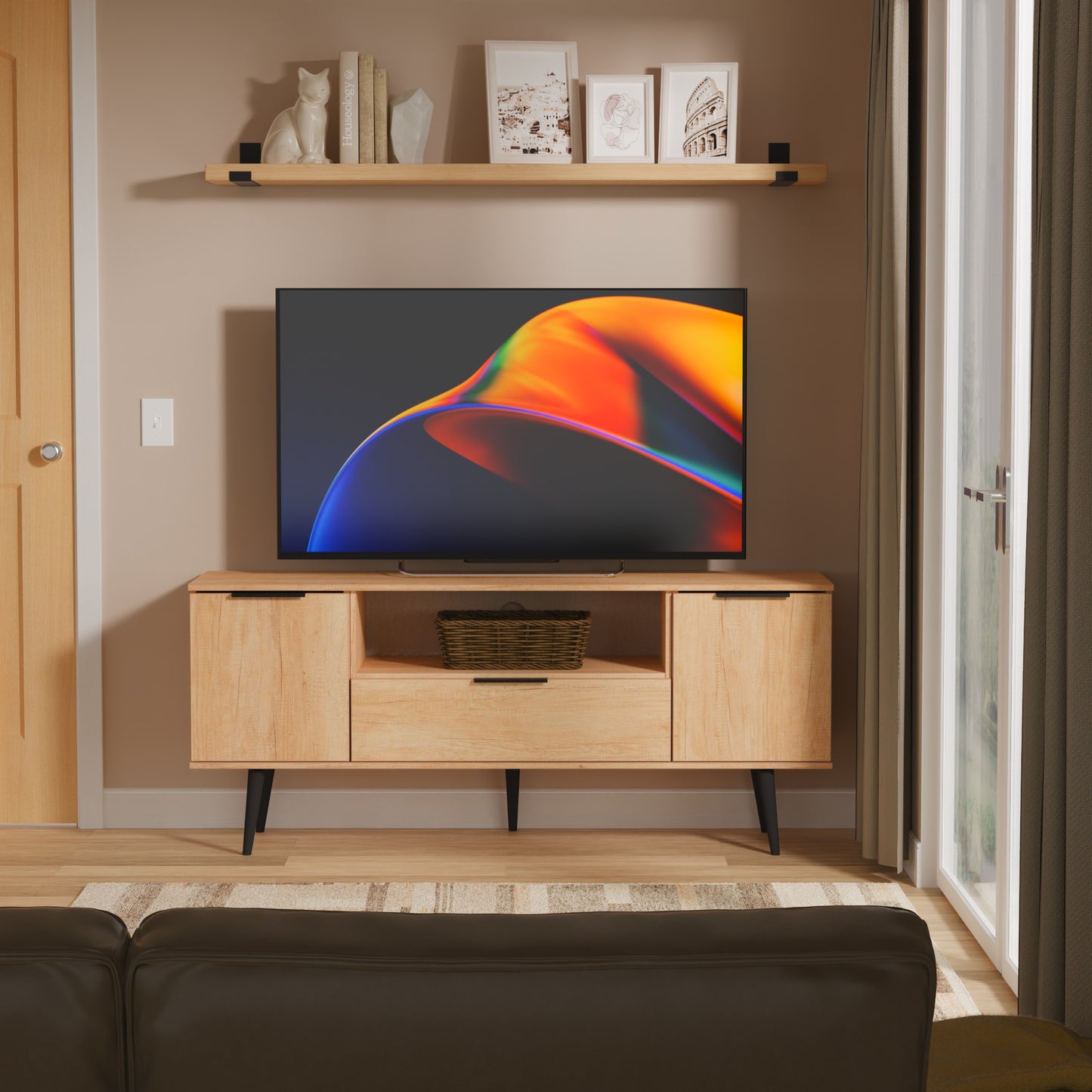 Hong Kong B TV Unit Oak 1 Shelf 1 Drawer 2 Doors 144cm