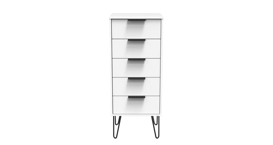 Hong Kong C Tall Tallboy White 5 Drawers 109cm