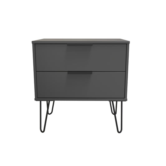 Hong Kong C Side Table Black 2 Drawers 60cm