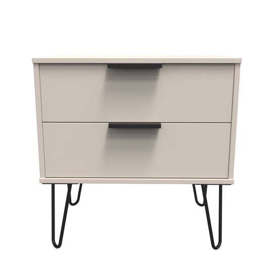 Hong Kong C Side Table Off-White 2 Drawers 60cm