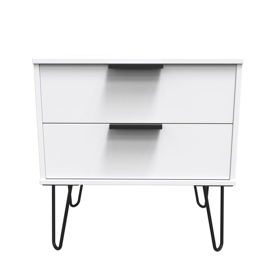 Hong Kong C Side Table White 2 Drawers 60cm