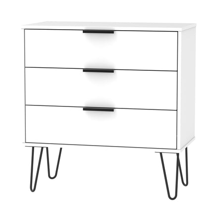 Hong Kong C Chest of Drawers White 3 Drawers 77cm