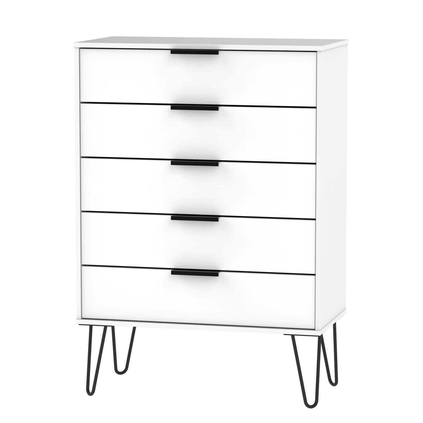 Hong Kong C Tall Chest of Drawers White 5 Drawers 109cm