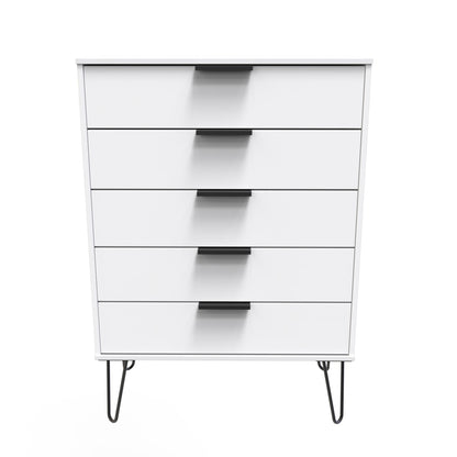 Hong Kong C Tall Chest of Drawers White 5 Drawers 109cm