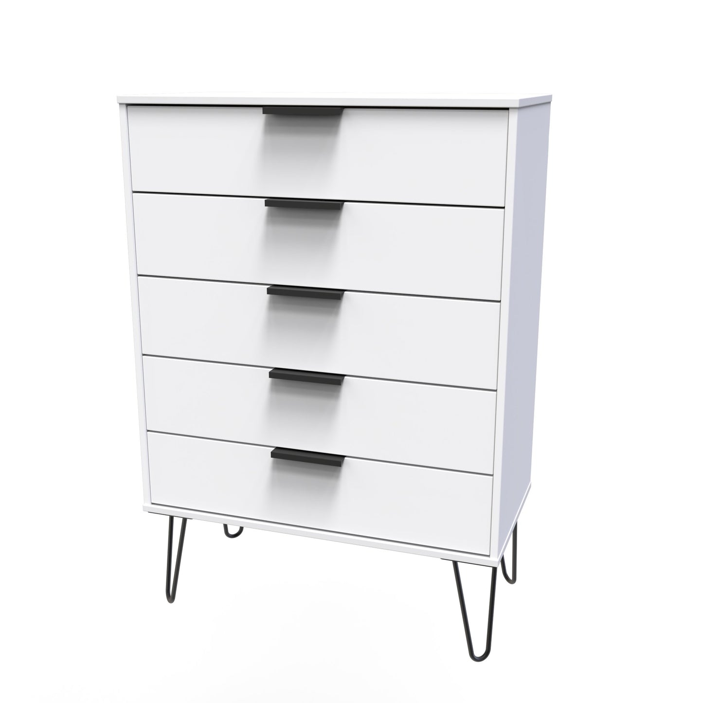 Hong Kong C Tall Chest of Drawers White 5 Drawers 109cm