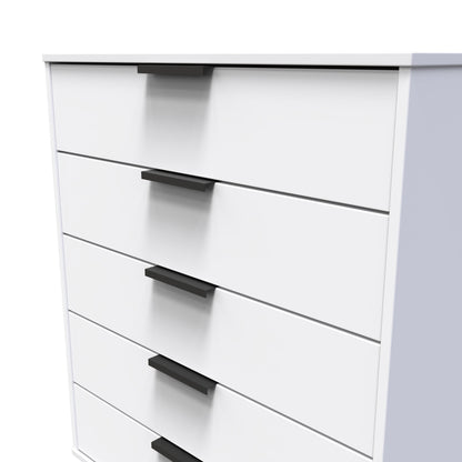 Hong Kong C Tall Chest of Drawers White 5 Drawers 109cm