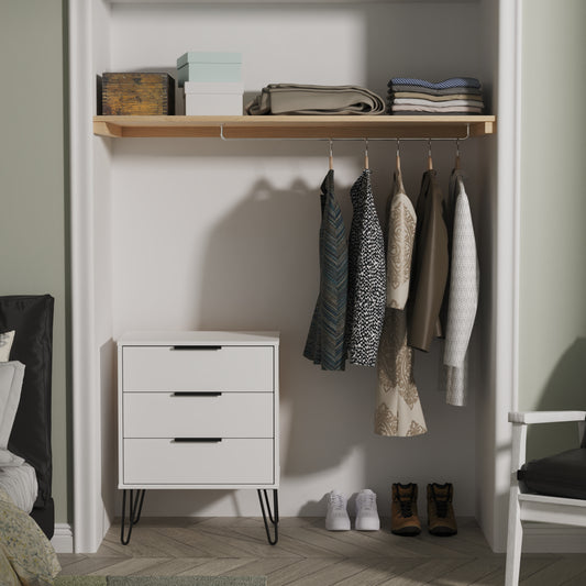 Hong Kong C Chest of Drawers White 3 Drawers 76cm