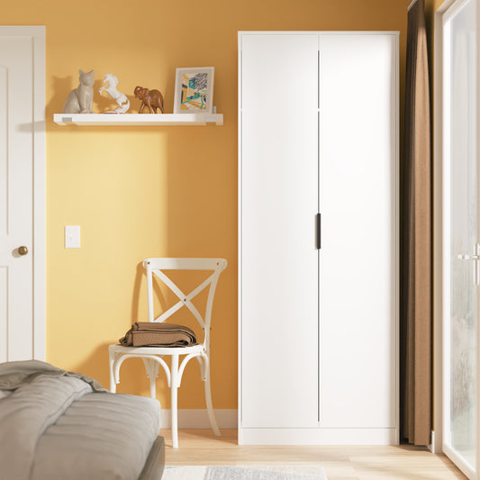 Hong Kong C Tall Wardrobe White 2 Doors 1 Shelf 197cm