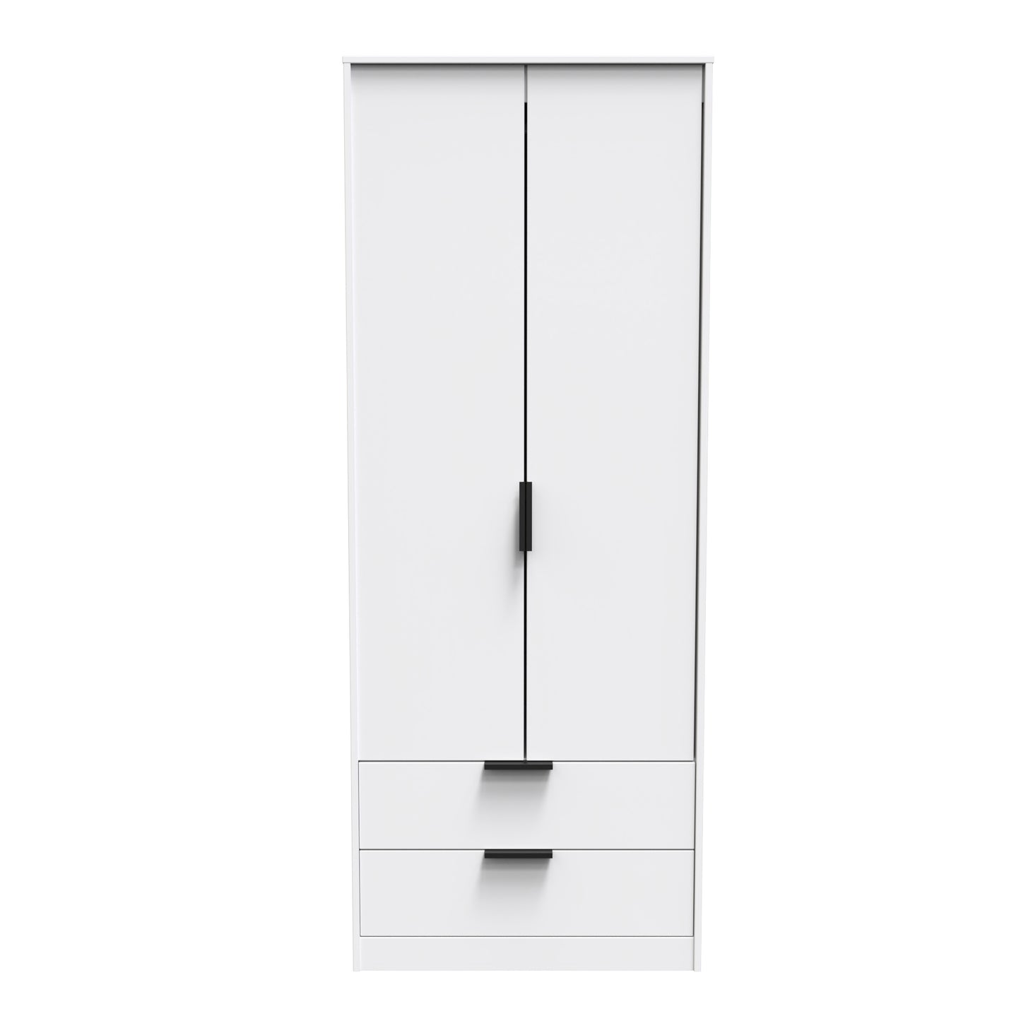 Hong Kong C Tall Wardrobe White 2 Doors 2 Drawers 197cm