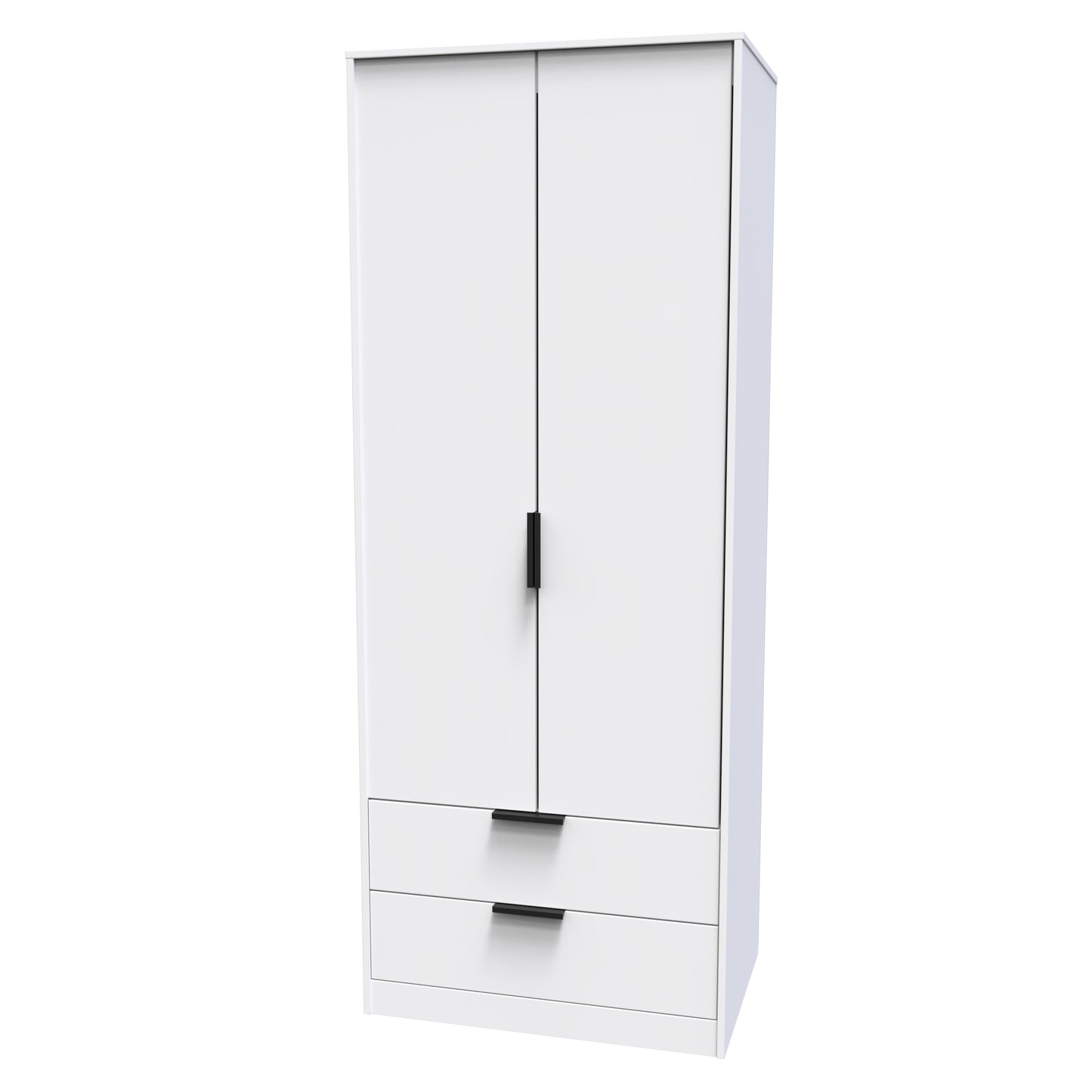 Hong Kong C Tall Wardrobe White 2 Doors 2 Drawers 197cm