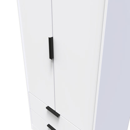 Hong Kong C Tall Wardrobe White 2 Doors 2 Drawers 197cm