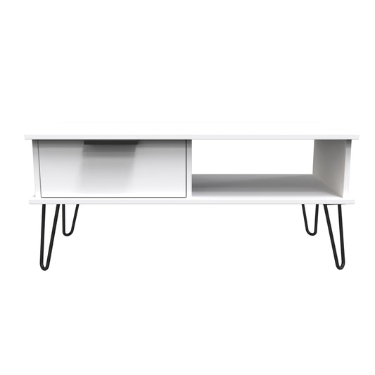 Hong Kong C Coffee Table White 1 Shelf 1 Drawer 92cm