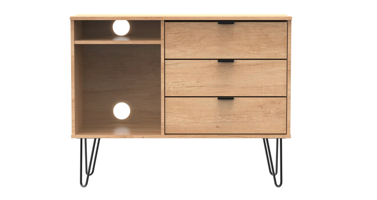 Hong Kong C TV Unit Dark Oak 2 Shelves 3 Drawers 40cm