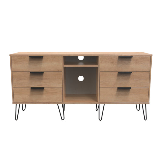 Hong Kong C Large Sideboard Dark Oak 2 Shelves 6 Drawers 40cm