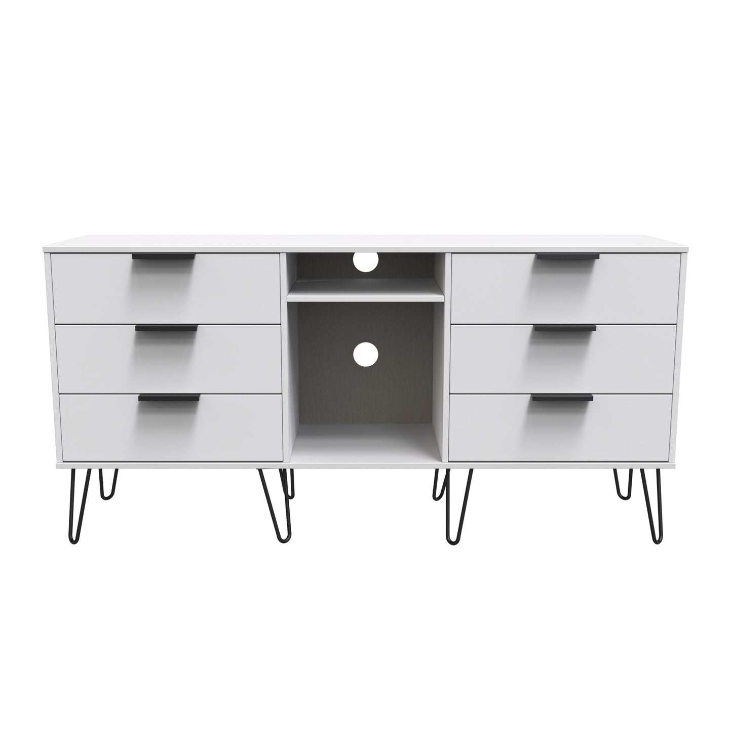 Hong Kong C Large Sideboard White 2 Shelves 6 Drawers 152cm