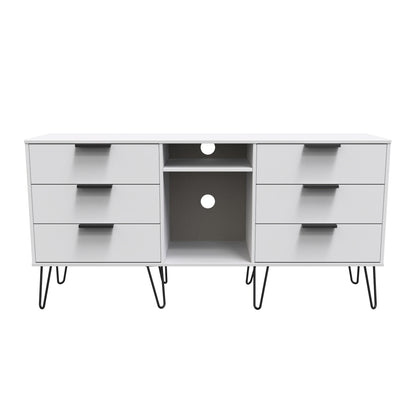 Hong Kong C Large Sideboard White 2 Shelves 6 Drawers 152cm