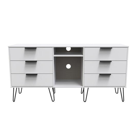 Hong Kong C Large Sideboard White 2 Shelves 6 Drawers 152cm